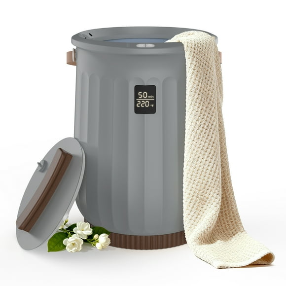 edx 20L Towel Warmer, with Handle & Aroma Disc Holder, Holds Two 40“x70” Oversized Towels, Suitable for Robes, Blankets & Pajamas, Gray