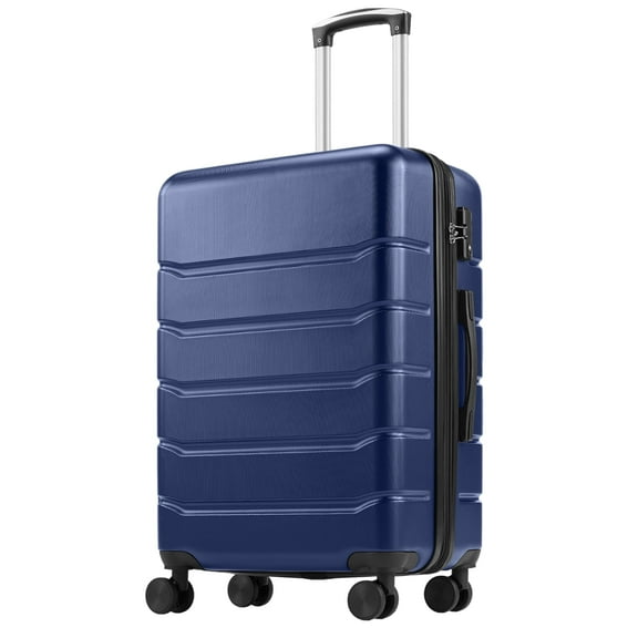 edx 24 Inch Hardside Expandable Luggage with Spinner Wheels, Checked-Medium Lightweight Expandable Rolling Luggage with TSA Lock, Blue