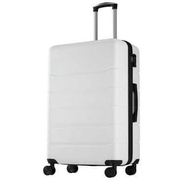 edx 24 Inch Hardside Expandable Luggage with Spinner Wheels, Checked-Medium Lightweight Expandable Rolling Luggage with TSA Lock, White