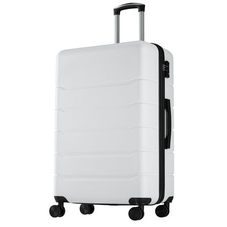 edx 28 Inch Hardside Expandable Luggage with Spinner Wheels, Checked-Large Lightweight Expandable Rolling Luggage with TSA Lock, White