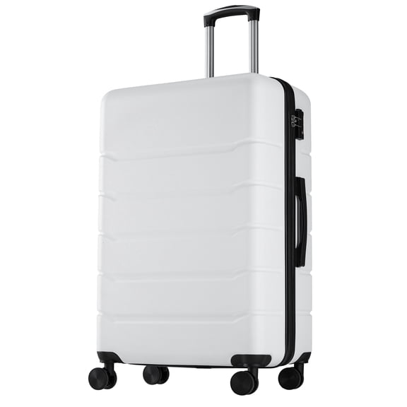 edx 28 Inch Hardside Expandable Luggage with Spinner Wheels, Checked-Large Lightweight Expandable Rolling Luggage with TSA Lock, White