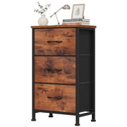 edx 3 Fabric Drawer Dresser, Vertical Storage Organizer with Removable Fabric Drawers, for Living Room, Bedroom, Entryway, Rustic Brown