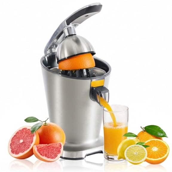 EDX Cone Citrus Juicer, 75-300W 120V, 60dB Quiet Operation, Perfect for Orange Juice & All Citrus Fruits, Home Kitchen Essential
