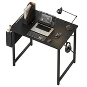 edx 31" Home Office Desk for Small Spaces, Computer Desk with Storage Bag & Hook, Modern Simple Style Study Writing Table for Bedroom, Black