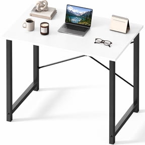 edx 31 inch Computer Desk Modern Writing Desk, Industrial Office Desk, Office Table for Small Spaces,Sturdy Laptop Table for Home Office, White