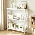thumbnail image 1 of edx 3-Tier Metal Wall Mounted Bookshelf, Drill-Free Open Bookcase for Home Office/Study, Matte Finish Storage Shelves, White, 1 of 8