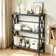 thumbnail image 1 of edx 3-Tier Metal Wall Mounted Bookshelf, Drill-Free Open Bookcase for Home Office/Study, Matte Finish Storage Shelves, Black, 1 of 7
