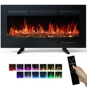 edx 36'' Electric Fireplace, 1500W/750W Wall Mount or Recessed Fireplace Insert and Freestanding, Electric Fireplace Heater with Remote Control,13 Adjustable Flame Color, 12H Timer, Touch Screen