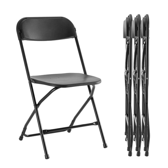 edx 4-Pack Folding Chair, Indoor Portable, Stackable for Events, Offices, Weddings and Restaurants, Black