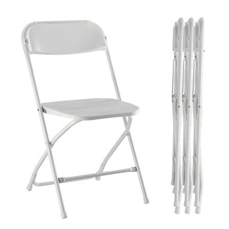 edx 4-Pack Folding Chair, Indoor Portable, Stackable for Events, Offices, Weddings and Restaurants, White