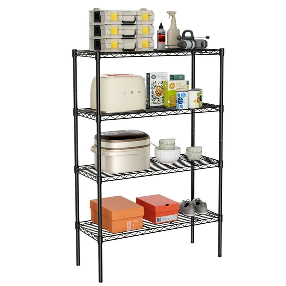edx 4 Tier Metal Shelving Unit, 35.43"W x 13.78"D x 54.02"H Height Adjustable Wire Storage Shelves Holds Up to 1400 LBS, Black