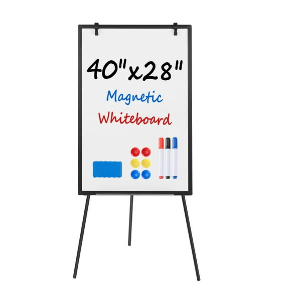 edx 40x28 Magnetic Portable Stand Whiteboard with Adjustable Tripod Easel for School, Home Office, Black