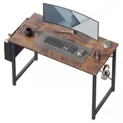edx 47 Home Office Desk for Small Spaces, Computer Desk with Storage Bag & Hook, Modern Simple Style Study Writing Table for Bedroom, Rustic Brown