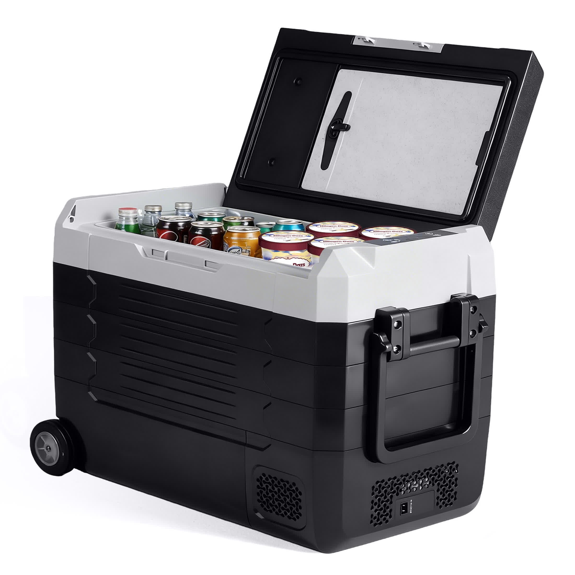 edx 52QT Car Refrigerator, Portable Freezer with -4°F~68°F Adjustable Range, Mini Fridge for 12V/24V DC, Portable for Travel, Camping, Truck