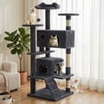 thumbnail image 1 of EDX 54" Cat Tree Tower for Indoor Cats, Multi-Level Pet Furniture with Sisal Scratching Post, Large Cozy Condo, Climbing Ramp, Kitten Toy, Dark Grey, 1 of 10