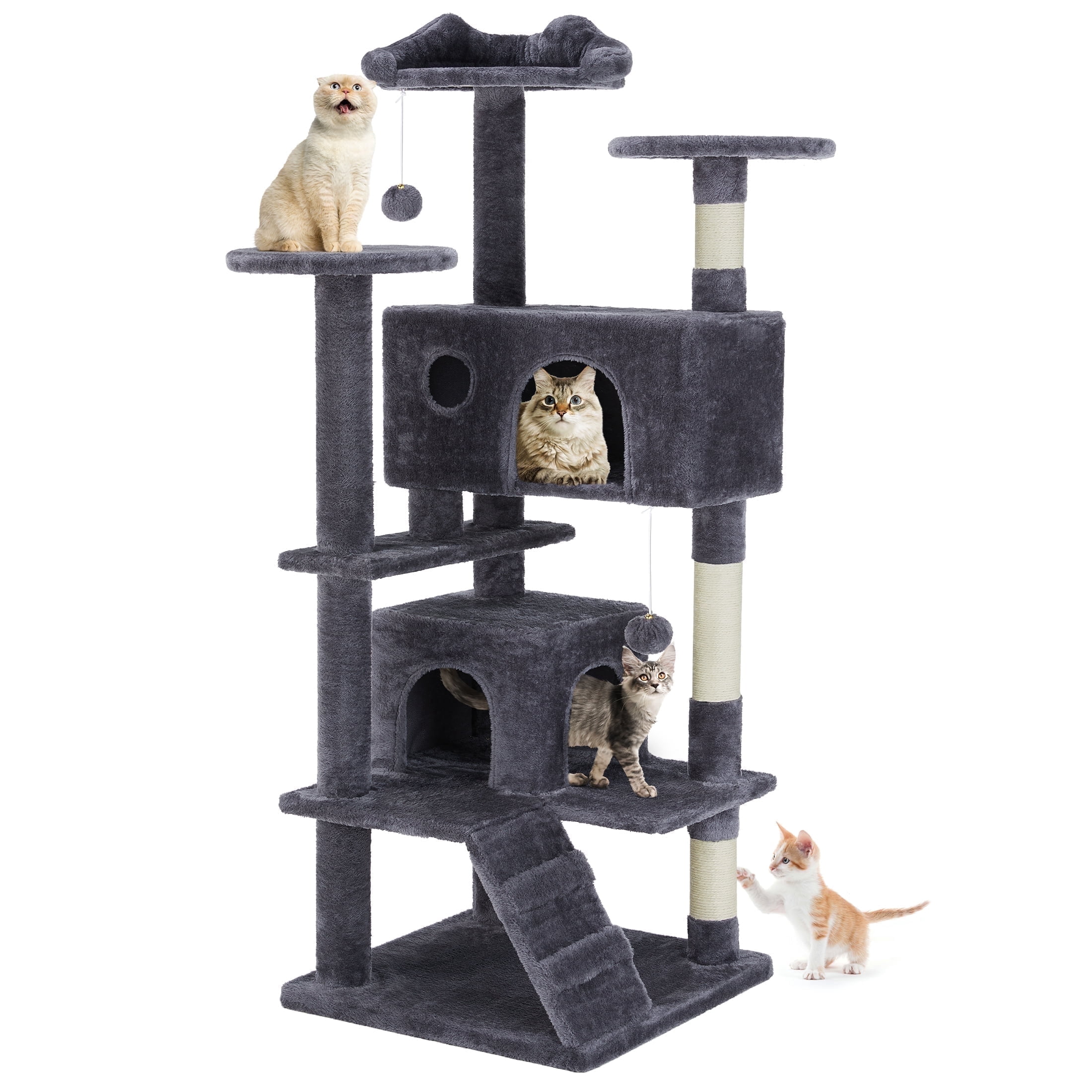 EDX 54'' Cat Tree Tower, Multi-Level Indoor Playground, Sisal Post