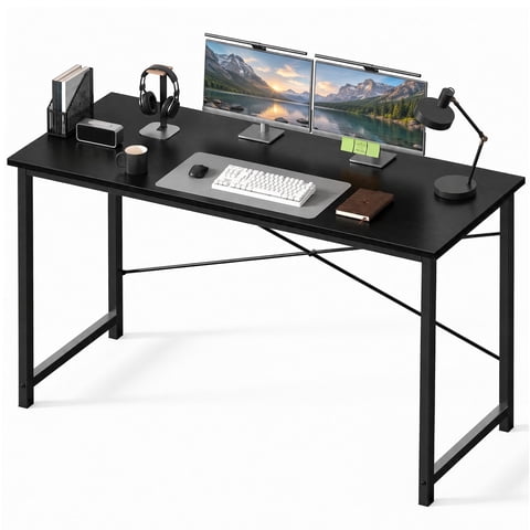 edx 55 inch Computer Desk Modern Writing Desk, Industrial Office Desk, Office Table for Small Spaces,Sturdy Laptop Table for Home Office, Black