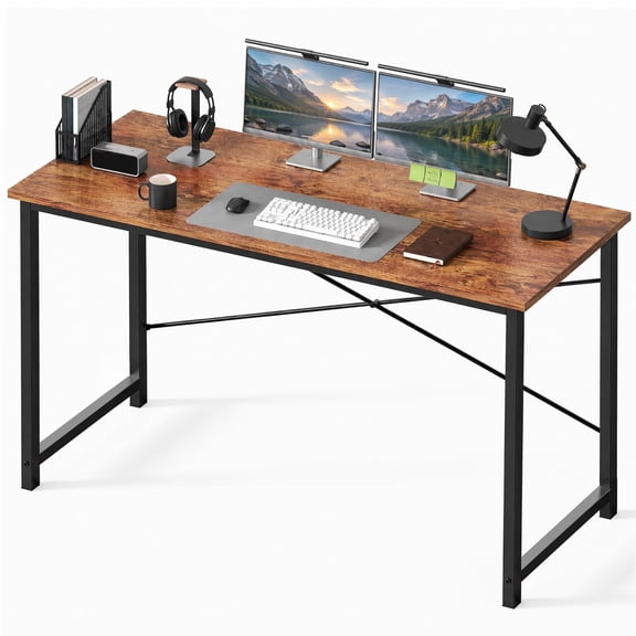 edx 55 inch Computer Desk Modern Writing Desk, Industrial Office Desk, Office Table for Small Spaces,Sturdy Laptop Table for Home Office, Rust