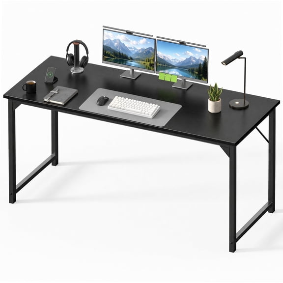 edx 63 inch Computer Desk Modern Writing Desk, Industrial Office Desk, Office Table for Small Spaces,Sturdy Laptop Table for Home Office, Black
