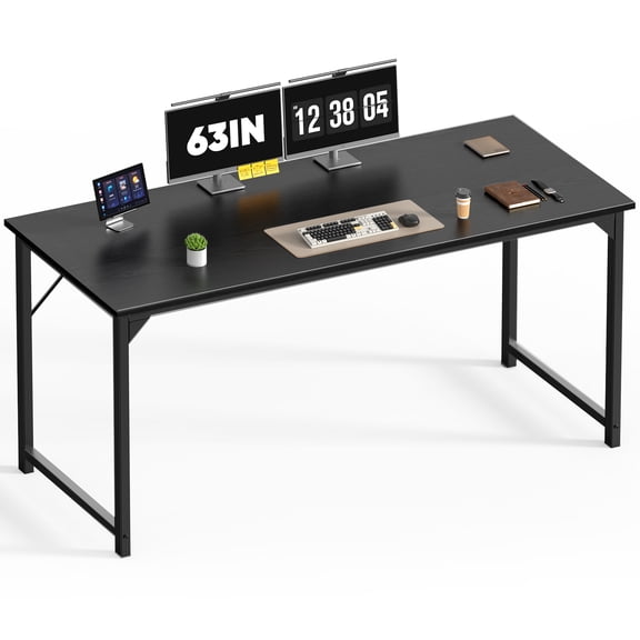 edx 63 inch Computer Desk Modern Writing Desk, Industrial Office Desk, Sturdy Laptop Table for Home Office, Black