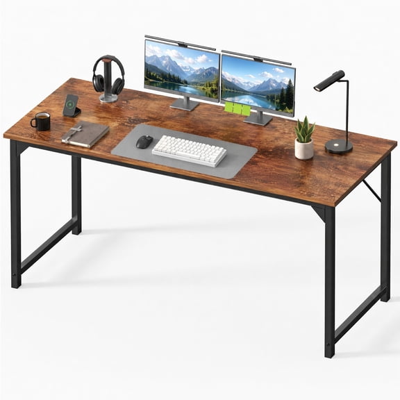 edx 63 inch Computer Desk Modern Writing Desk, Industrial Office Desk, Office Table for Small Spaces,Sturdy Laptop Table for Home Office, Rust