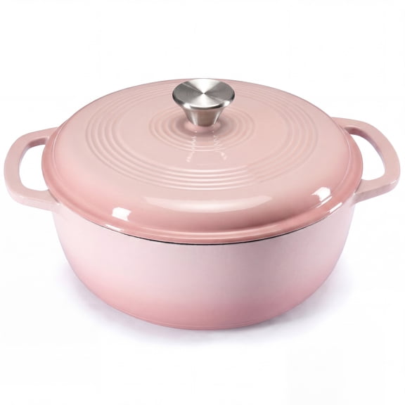 edx 6QT Enamel Cast Iron Dutch Oven with Lid, 11 Inch Heavy-Duty Non Stick Casserole Pot Safe up to 500° F Kitchen Essentials Bread Baking, Braising, Stews, Roasting, Rink