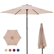 edx 7.5' Outdoor Patio Umbrella, Outdoor Table Umbrella, Yard Umbrella, Market Umbrella with 8 Sturdy Ribs, Push Button Tilt and Crank, Beige