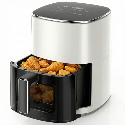 EDX Air Fryer,6 Qt Compact & Large with 400F for Crispy, Electric Multifunctional Cooker with Digital LED, Beige