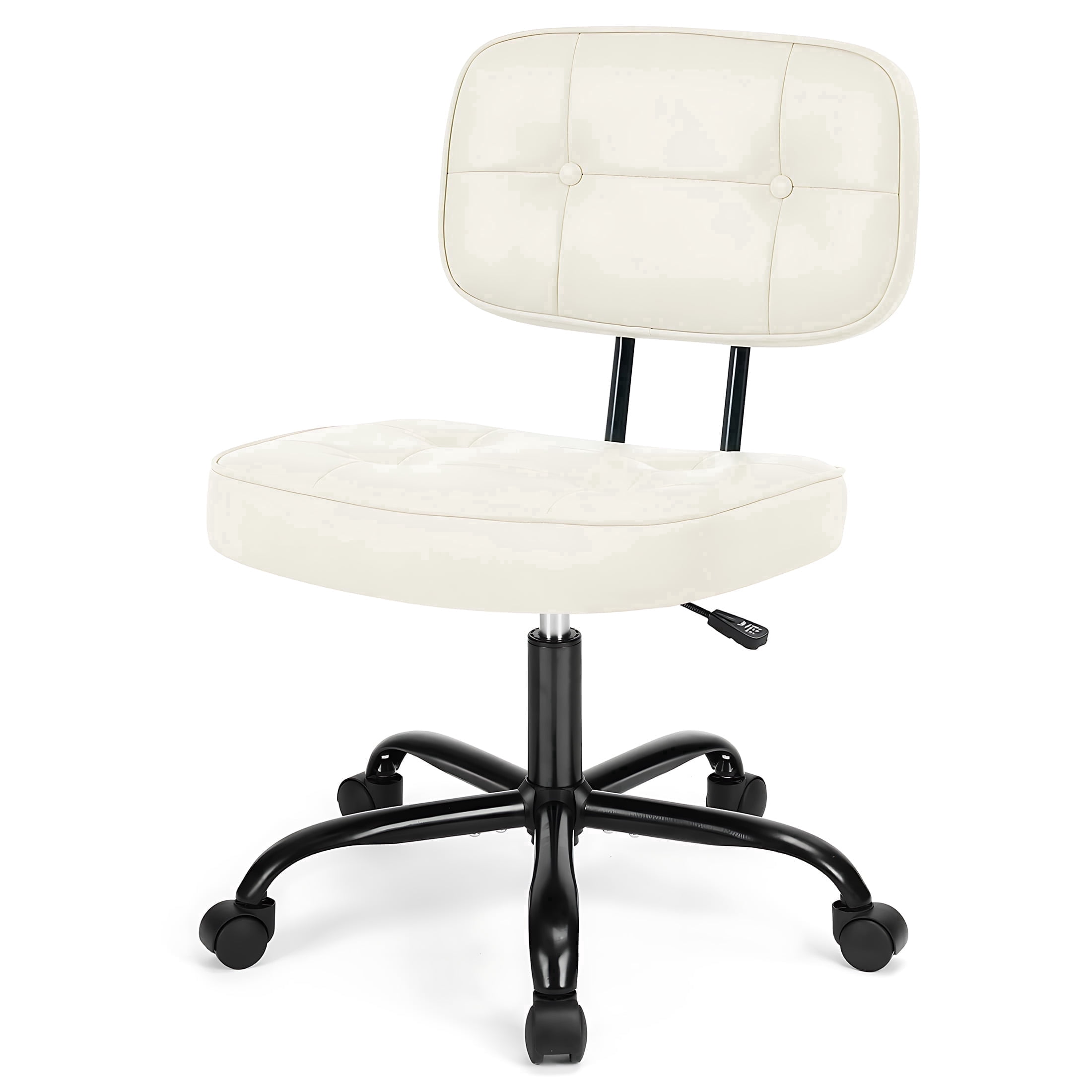 edx Height Adjustable Office Desk Chair, Low-Back Lumbar Support Rolling Work Swivel Task Chair with Wheels for Home Office Bedroom, Beige
