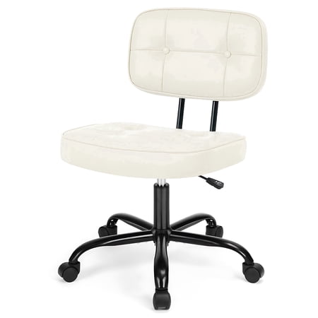 edx Height Adjustable Office Desk Chair, Low-Back Lumbar Support Rolling Work Swivel Task Chair with Wheels for Home Office Bedroom, Beige