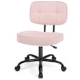 thumbnail image 1 of edx Height Adjustable Office Desk Chair, Low-Back Lumbar Support Rolling Work Swivel Task Chair with Wheels for Home Office Bedroom, Pink, 1 of 9
