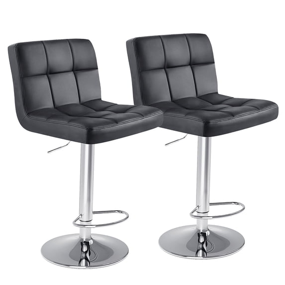 edx Bar Stools Set of 2 with PU Leather, Swivel High Back Bar Stools for Kitchen Island, Bar Stools, Black
