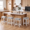 thumbnail image 1 of edx Bar Stools Set of 4, Modern Counter Height, 24 Inch Kitchen Barstools with Metal Base, PU Leather Saddle Seats for Kitchen Island, Gray, 1 of 6