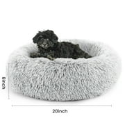 edx Calming 20” Donut Dog Bed for Small Dogs/Cats, Soft Warm Cozy Plush Round Fluffy, Machine Washable, Gray