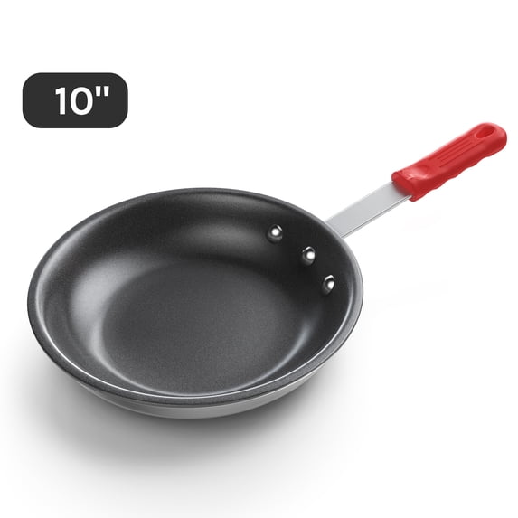 edx Ceramic Nonstick Frying Pan, 10-Inch Egg Pan, Aluminum Pans with Stainless Steel Base, Nonstick Pan Skillet, Oven & Dishwasher Safe, Red