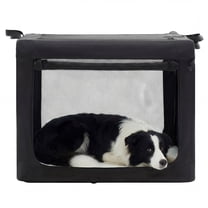 edx 36 Inch Portable Foldable Dog Crate for Medium Large Dog, 3-Door Soft Pet Airline Approved Crate with Storage Bag & Washable Pad, Up To 70Lbs, For Indoor Outdoor Dog/Cat/Pet Kennel Carrier, Black
