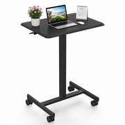 EDX Standing Desk with Mobile Rolling Wheels Portable Desk & Overbed Laptop, Height Adjustable Small desk for Home Office,Black