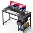 thumbnail image 1 of edx Computer Desk with Drawer 47 Inch PC Table Study Desk with 2-Tier Drawers Storage Shelf Headphone Hook, Modern Simple Style Laptop Desk for Bedroom, Gaming, 1 of 9