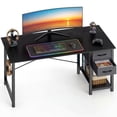 thumbnail image 1 of edx Computer Desk with Drawer 47 Inch PC Table Study Desk with 2-Tier Drawers Storage Shelf Headphone Hook, Modern Simple Style Laptop Desk for Bedroom,Black Grain, 1 of 9