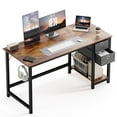 thumbnail image 1 of edx Computer Desk with Drawer 55 Inch PC Table Study Desk with 2-Tier Drawers Storage Shelf Headphone Hook, Modern Simple Style Laptop Desk for Bedroom, Gaming, 1 of 7