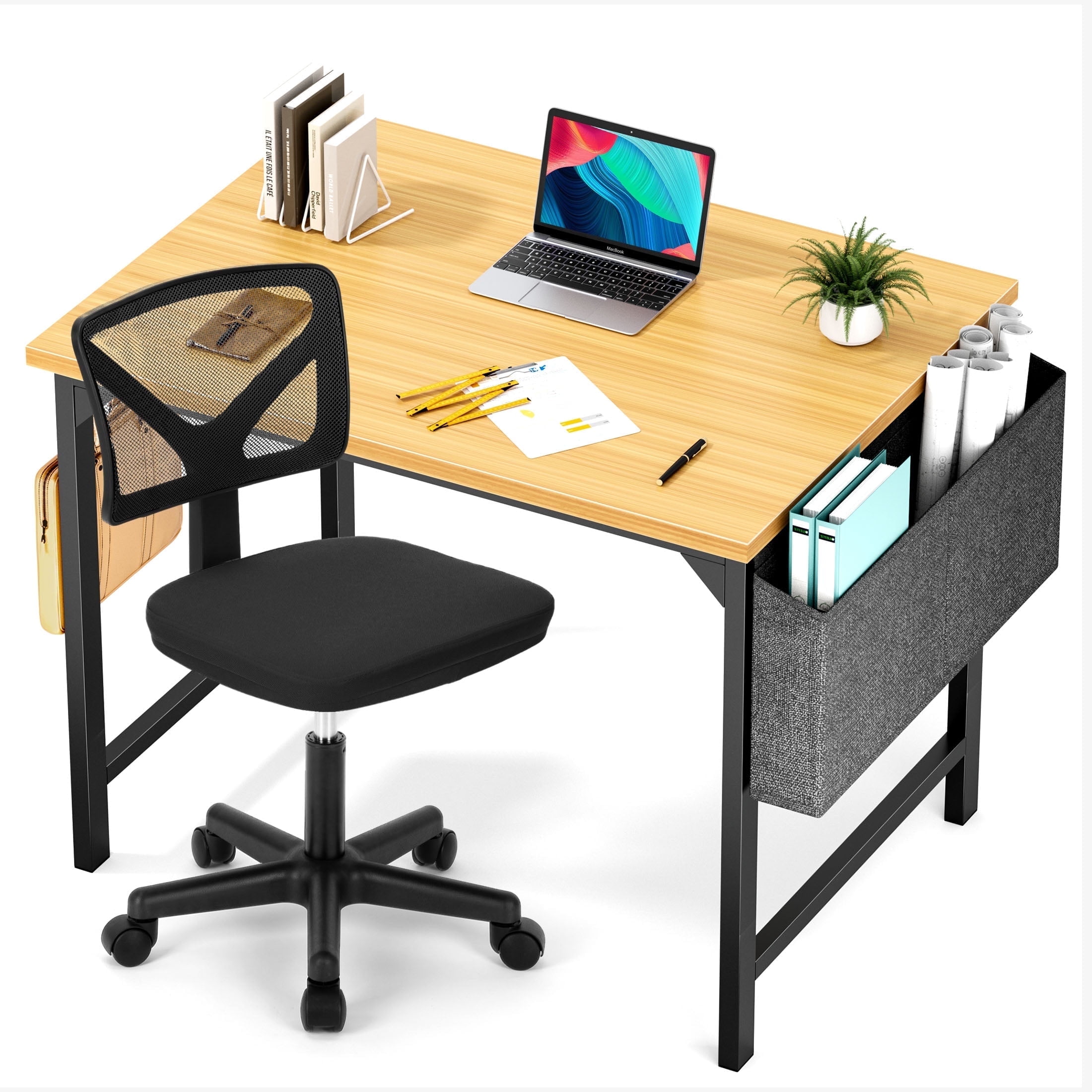 edx Computer Desk and Home Office Chair Set, 55 Inch Writing Table