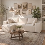 edx 108" Convertible Sectional Couches Comfy Fluffy 4 Seat Memory Foam Sectional Sofa Upholstered Couches for Living Room Bedroom,No Assembly Required,(Left Facing Chaise) Beige