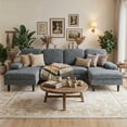 thumbnail image 1 of edx 99" U-Shaped 6 Seat Sofa Couch for Living Room, Linen Fabric Sofa Bed with Removable Pillows for Home and Apartment (Fabric, Dark Grey), 1 of 8