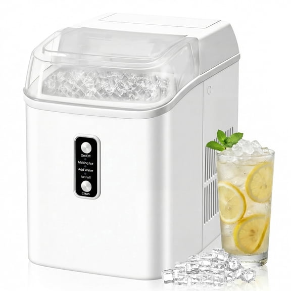 edx Nugget Ice Maker Countertop, 26 lbs/24H , Self-Cleaning Ice Maker , Includes Ice Scoop & 2.65 lbs Removable Basket, White