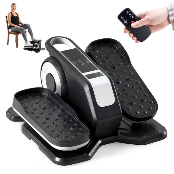 edx Under Desk Elliptical Machine, Portable Electric Leg Exerciser with Remote, Electric Seated Pedal Exerciser for Seniors, Home Office, Silver
