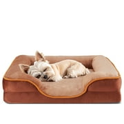 edx Orthopedic Dog Bed, Comfortable Pet Sofa, Supportive Foam Pet Sofa with Non-Slip Base, Machine Washable and Removable Cover, Waterproof Design, 24"x18"in, Brown