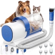 edx Dog Grooming Kit, 2.5L Pet Hair Grooming Vacuum, 5-In-1 Electric Clippers Cleaning Sets For Dog/Cat/Other Animals, Blue