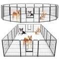 thumbnail image 1 of edx Dog Playpen, 16 Panels 32" Foldable Heavy Duty Metal Puppy Exercise Pen with Doors Indoor Outdoor, 1 of 9