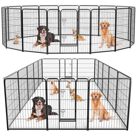 edx Dog Playpen, 16 Panels 40" Foldable Heavy Duty Metal Pet Fence Dog Crates with Doors Indoor Outdoor