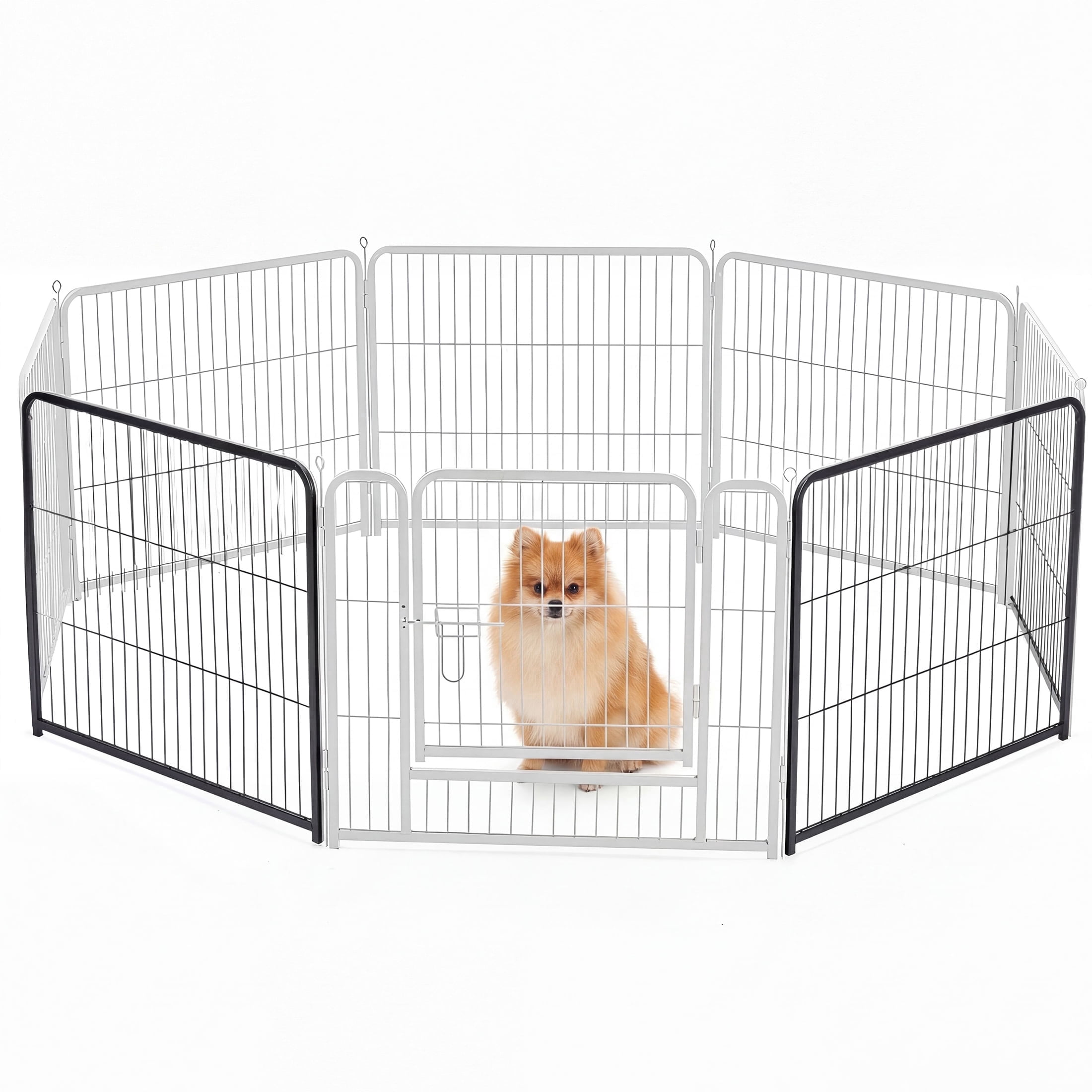 edx Dog Playpen, 2 Panels 24" Foldable Heavy Duty Metal Puppy Exercise Pen with Doors Indoor Outdoor